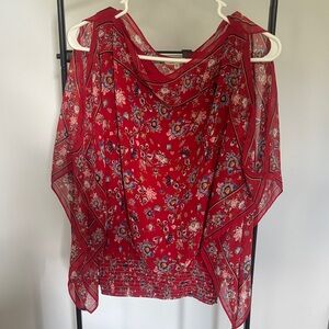 Max Studio Red Floral Blouse